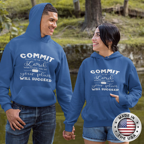 Christian Unisex Hoodie (Commit To The Lord Whatever You Do & Your Plan Will Succeed)