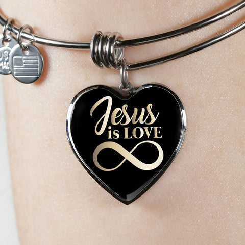 Christian Heart Bangle - Jesus Is Love - Scripture Bracelet