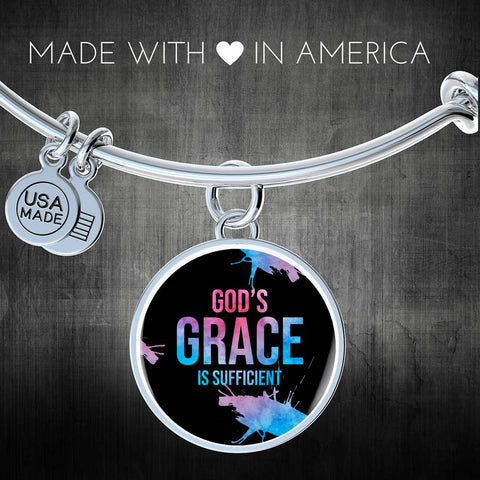Christian Circle Bangle - God's Grace Is Sufficient - Scripture Bracelet