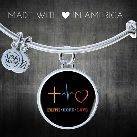 Christian Circle Bangle - Faith Hope Love - Scripture Bracelet