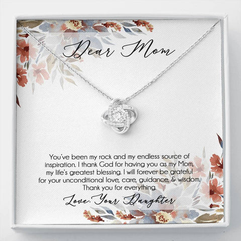 Mom Necklace - Love Knot Pendant Necklace & Message Card- Daughter's Gift to Mom