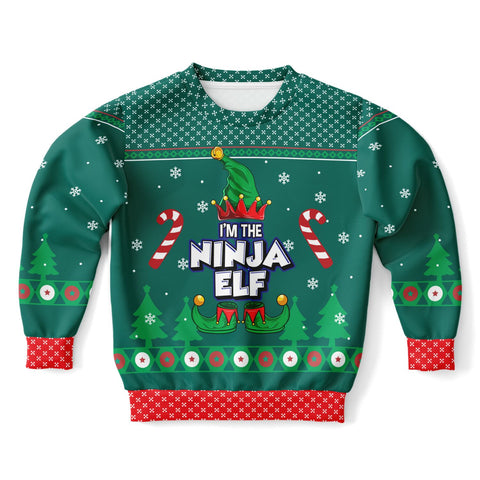Ugly Christmas Sweater, Kids Ugly Sweatshirt, Ninja Elf Ugly Sweater, Christmas Sweatshirt, Youth Ugly Christmas Sweatshirt