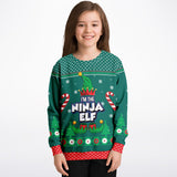 Ugly Christmas Sweater, Kids Ugly Sweatshirt, Ninja Elf Ugly Sweater, Christmas Sweatshirt, Youth Ugly Christmas Sweatshirt