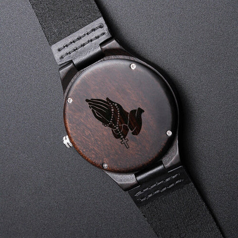 Wood Engraved Watch, Catholic Watch, Gifts for Catholic, Mens Watch, Gifts for Men, Birthday Gifts, Fathers Day Gifts