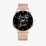 Scripture Unisex Wristwatches (Multi Sizes & Color w/ Calendar) - Faith Over Fear Wristwatch - Christian Watch - Gift for Christians