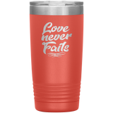 Love Never Fails 20oz Vacuum Tumbler - Laser Etched Travel Mug Ideal Gift for Christian Friends & Church Members