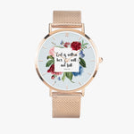 Scripture Unisex Wristwatches (Multi Sizes & Color w/ Calendar) - God Is Within Her (Psalm 46:5) Wristwatch - Christian Wristwatches - Gift for Christians