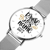 Scripture Unisex Wristwatches (Multi Sizes & Color w/ Calendar) - Praise His Name (Psalm 100:4) - Christian Wristwatch - Gift for Christians