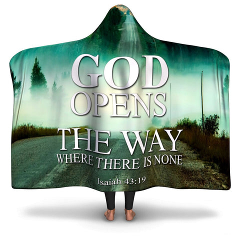 Christian Hooded Blanket - God Opesn The Way When There Is None, Scripture and Quotes Blanket, Outbound and Couch Blanket