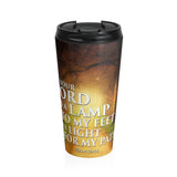 Christian Travel Mug 15 oz (Psalm 119:105, Your Word Is The Lamp Of My Feet)