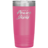 There Is Power In The Name Of Jesus 20oz Vacuum Tumbler - Laser Etched Scripture Travel Mug Ideal Gift for Christian Friends & Church Members