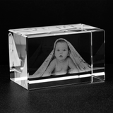Personalized Photo Crystal Block w/ LED Light - Upload Your Own Image to be Etched Within Crystal