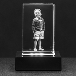 Personalized Photo Crystal Block w/ LED Light - Upload Your Own Image to be Etched Within Crystal