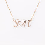 Double Initial Necklace, Initial Heart Necklace