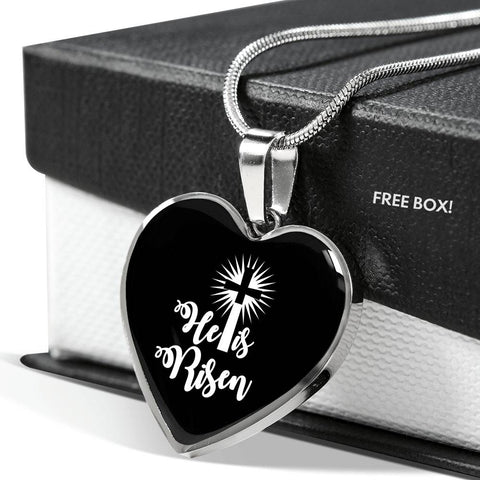 He Is Risen Heart Pendant Necklace - Christian Unisex Necklace