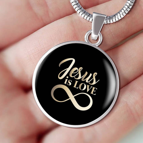 Circle Pendant Necklace (Christian Necklace - Jesus Is Love)