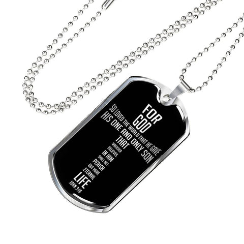 Christian Cross Necklace - For God So Loved The World (John 3:16) - Scripture Necklace