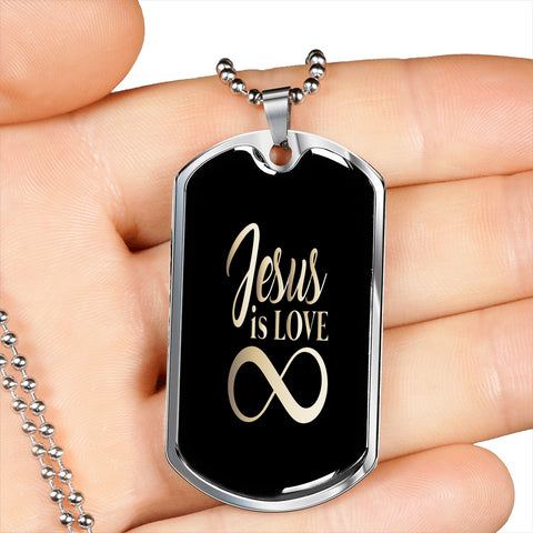 Dog Tag Military Necklace (Christian Necklace - Jesus Is Love)