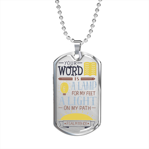Psalm 119:105 Unisex Dog Tag Necklace - Scripture Dog Tag Necklace - Christian Military Necklace