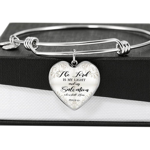 Christian Circle Bangle - The Lord Is My Light & My Salvation (Psalm 27:1) - Scripture Bracelet