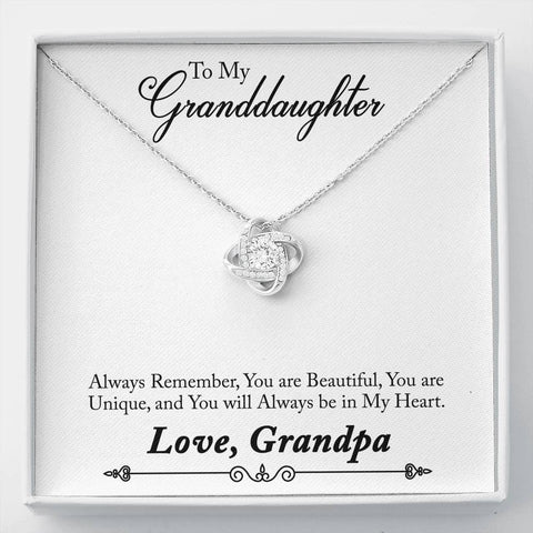 Granddaughter Necklace - Love Knot Necklace - Grandpa's Perfect Gift to Granddaughter