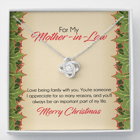 Mother-In-Law Necklace, Love Knot Pendant Necklace & Message Card, Christmas Gift for Mother-In-Law