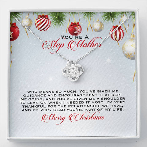 Stepmom Necklace - Love Knot Pendant Necklace & Message Card - Christmas Gift for Step Mother