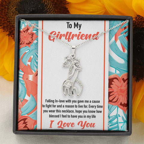 Girlfriend Necklace - Graceful Love Giraffe Pendant Necklace & Message Card
