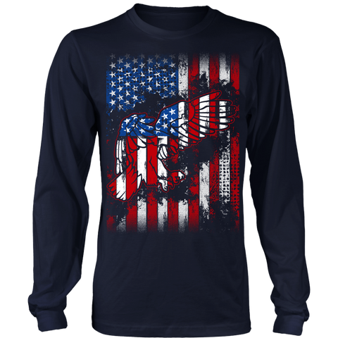 American Eagle Flag Long Sleeve Tee - Veteran Shirt - July 4th Tees