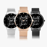 Scripture Unisex Wristwatches (Multi Sizes & Color w/ Calendar) - Faith Over Fear Wristwatch - Christian Watch - Gift for Christians