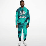Christian Hoodie Jogger, Y'All Need Jesus, Unisex Hoodie Jogger, Scripture Hoodie, Bible Verse Jogger,  Faith Hoodie Jogger