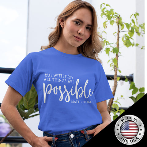 Christian Unisex Jersey Shirt (Matthew 19:26, But With God All Things Are Possible Unisex)