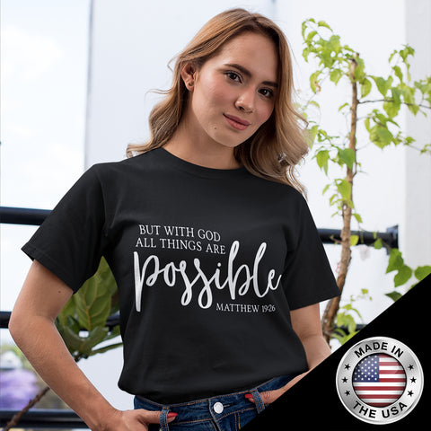 Christian Unisex Jersey Shirt (Matthew 19:26, But With God All Things Are Possible Unisex)