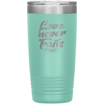 Love Never Fails 20oz Vacuum Tumbler - Laser Etched Travel Mug Ideal Gift for Christian Friends & Church Members