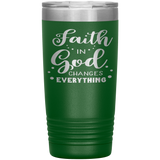 Christian Tumbler 20oz (Faith In God Changes Everything) - Scripture Travel Mug Perfect Gift for Christian Friends and Church Members