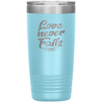 Love Never Fails 20oz Vacuum Tumbler - Laser Etched Travel Mug Ideal Gift for Christian Friends & Church Members