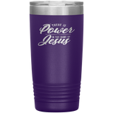 There Is Power In The Name Of Jesus 20oz Vacuum Tumbler - Laser Etched Scripture Travel Mug Ideal Gift for Christian Friends & Church Members