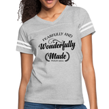 Christian Women’s Vintage Sport Tees (Psalm 139:14, Fearfully and Wonderfully Made) - heather gray/white