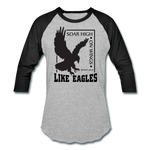 Christian Men's Baseball Shirt (Isaiah 40:31, Soar High On Wings Like Eagles) - heather gray/black
