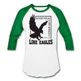 Christian Men's Baseball Shirt (Isaiah 40:31, Soar High On Wings Like Eagles) - white/kelly green