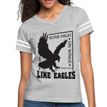 Christian Women’s Vintage Sport Tees (Isaiah 40:31, Soar High On Wings Like Eagles) - heather gray/white