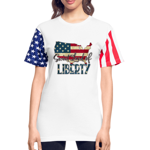 Patriotic Shirt - Sweet Land of Liberty, American Stars & Stripes Unisex Tees - white