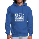 Faith Can Move Mountain Men's Hoodie - Christian Hooded Sweatshirt - royal blue