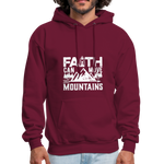 Faith Can Move Mountain Men's Hoodie - Christian Hooded Sweatshirt - burgundy