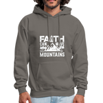 Faith Can Move Mountain Men's Hoodie - Christian Hooded Sweatshirt - asphalt gray