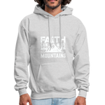 Faith Can Move Mountain Men's Hoodie - Christian Hooded Sweatshirt - ash 