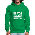 Faith Can Move Mountain Men's Hoodie - Christian Hooded Sweatshirt - kelly green